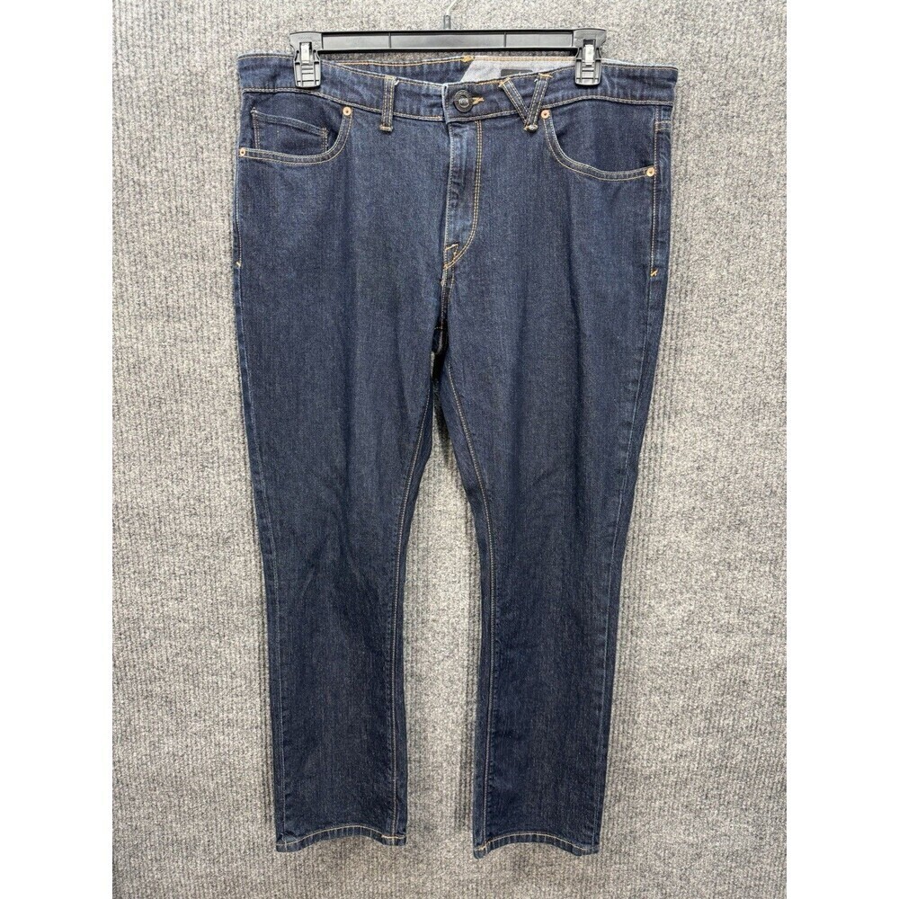 Volcom Vorta Slim Straight Jeans Men’s 36x29 Blue Stretch Denim Dark Wash EUC